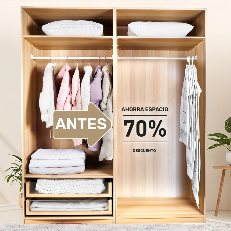 6 bolsas de almacenamiento al vacío para colgar, bolsas selladas al vacío para ahorrar espacio, bolsas de almacenamiento extra gruesas y largas, ideales para guardar ropa en el clóset, trajes, vestidos, con gancho