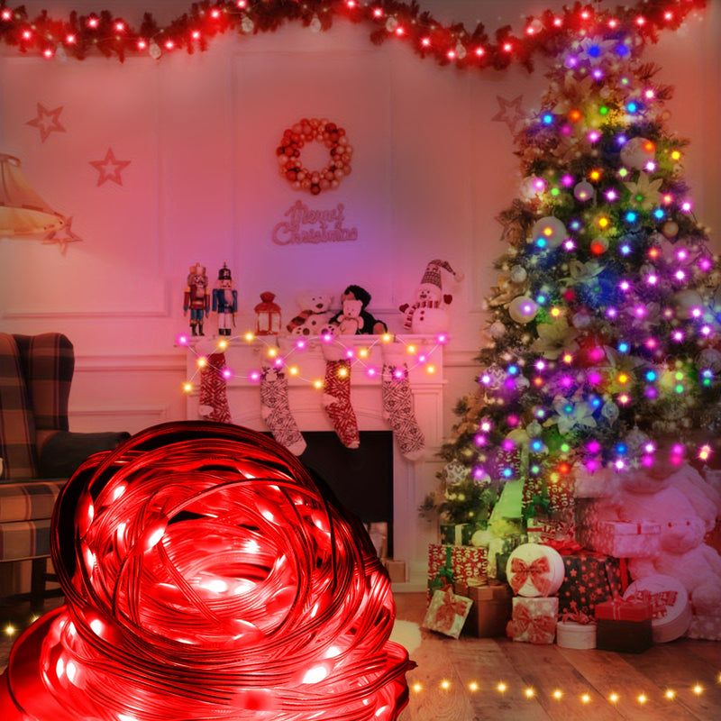 Luces de cadena LED alimentadas por USB con control remoto - Resistente al agua, velocidad de parpadeo ajustable, versátiles para ambiente festivo, decoración de patio y jardín - 4.88/15.24/30.48/50.29 metros Luces de hada de Navidad rojas