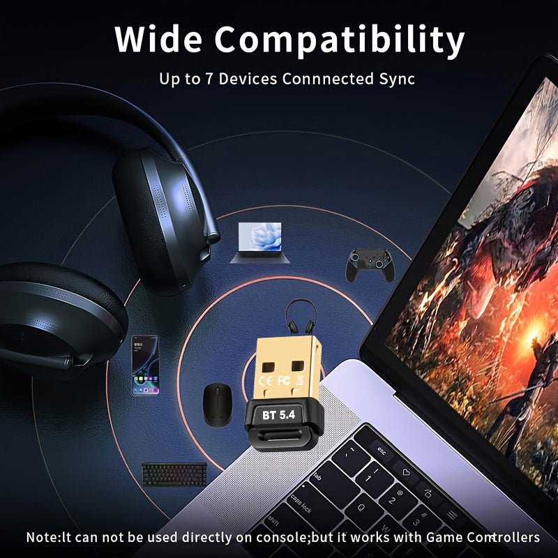 Adaptador de red inalámbrico ultra mini USB 5.4! Conecte y juegue para Win8.1-11, compatible con el sistema Win7! Soporta hasta 7 dispositivos simultáneamente, amplia compatibilidad para auriculares/altavoces/ratón/teclado/impresora, etc., rango estable