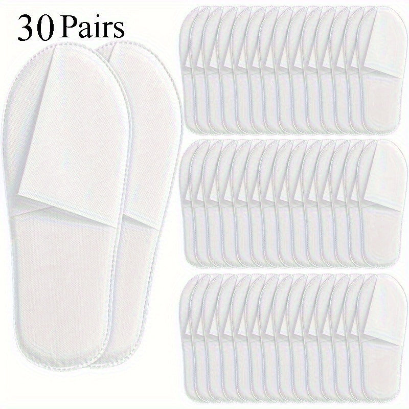 30 Pares de Zapatillas Desechables para Hoteles - Zapatillas Higiénicas y Transpirables para Spa, Grises y Blancas, Cómodas para Viajes y Uso en Espacios de Limpieza, Suministros de Poliéster Duraderos de Un Solo Uso