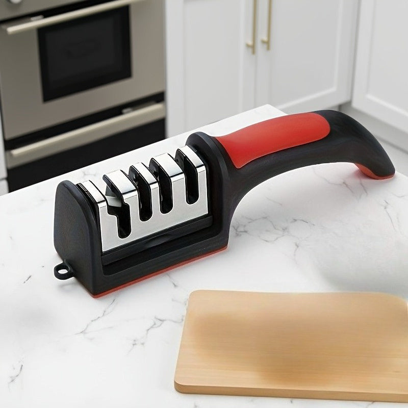 Afilar cuchillos de cocina profesional de 4 etapas, afilador de cuchillos 4 en 1 - Piedras de afilar de acero de tungsteno y cerámica Fácil de colgar, adecuado para varios cuchillos y tijeras