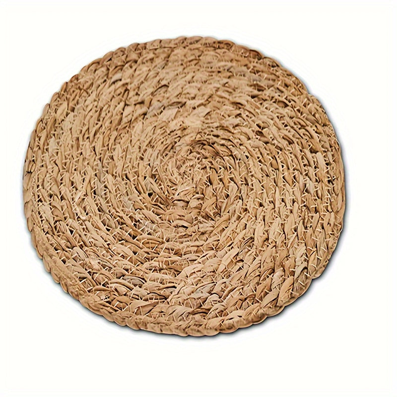 Juego de 6 Manteles Individuales Definidos, Manteles Redondos de Ratán, Manteles Naturales Hechos a Mano, Tapetes Tejidos Estilo Granja para Mesa de Comedor, Manteles Rústicos Trenzados de Mimbre para Hogar y Bodas