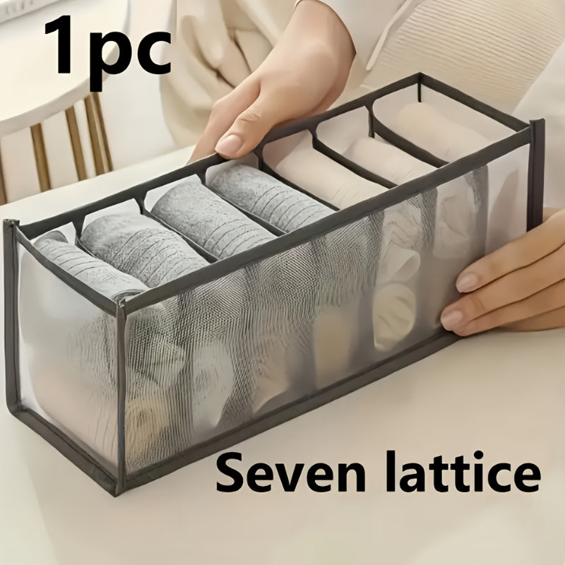 Organizador de Ropa Interior y Calcetines de 7 Compartimentos para Ahorrar Espacio - Solución de Almacenamiento Multifuncional para el Hogar, Dormitorio, Residencia Universitaria