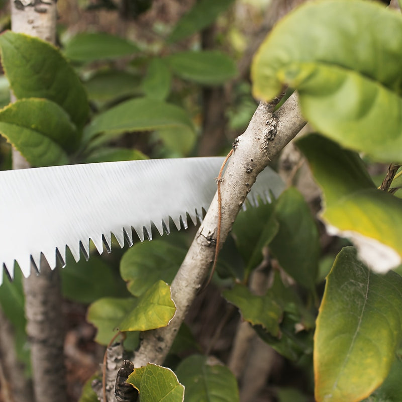 1pc, Sierra de mano plegable, cuchillas de 7 pulgadas con corte de navaja, sierra de jardinería/camping/podado profesional, agarre sólido antideslizante, metal y plástico, no requiere energía