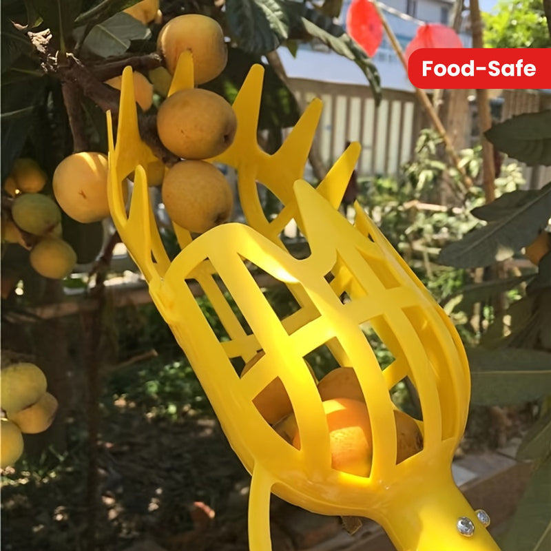 Recogedor de Frutas Reutilizable Ligero con Mango Ergonómico - Herramienta de Cosecha Segura para Alimentos en Polipropileno Amarillo, Ideal para Huertos, Granjas y Jardines Domésticos - Equipo Práctico y Duradero, Diseño Moderno, Construcción Robusta, A