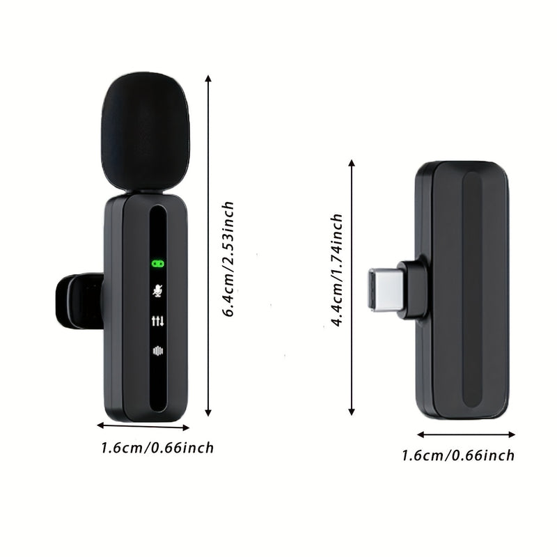 Micrófono inalámbrico de clip 2 en 1 con reducción inteligente de ruido, batería de 60H y carga USB-C de 3.5H, listo para usar en podcasts, transmisiones en vivo, reuniones, vlogging, equipo para videoblogs | Micrófono de clip compacto | Micrófono inalám