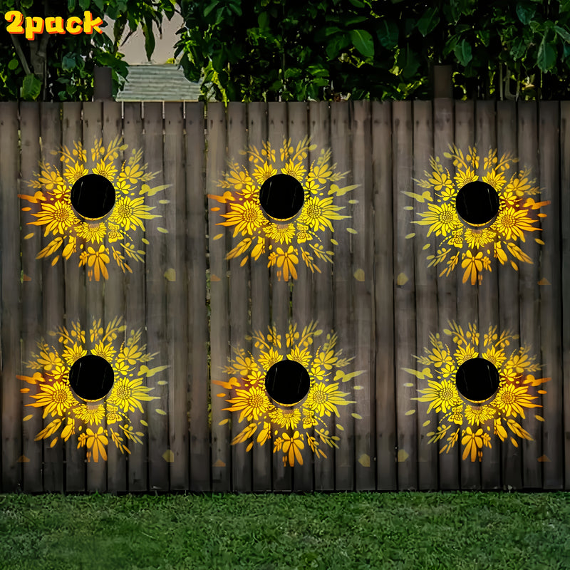 2 piezas/set, luces LED solares de proyección para pared exterior, IP65 luces para cercas con diseño metálico hueco, decorativas para patio, jardín, pasillo, terraza y escaleras, regalo exquisito para padres y amigos