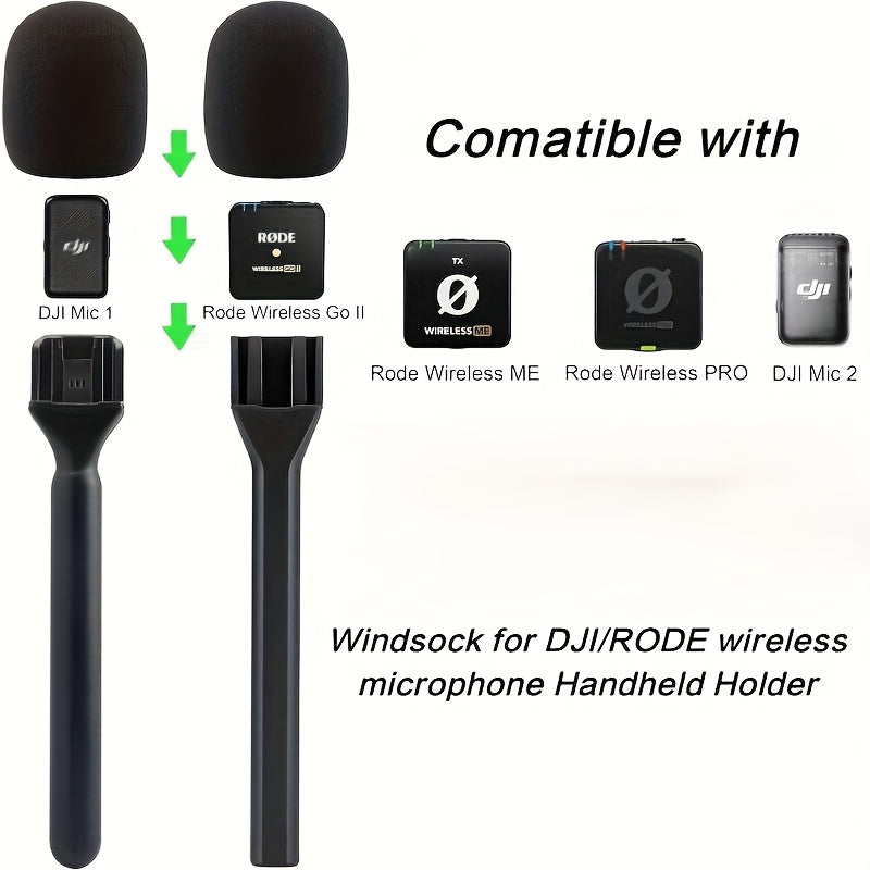 Adaptador de micrófono multifunción portátil, empuñadura para micrófono inalámbrico, adaptador de montaje manual para micrófono inalámbrico, adaptador de entrevista inalámbrica, compatible con DJI Mic 1/2 y Wireless GO II