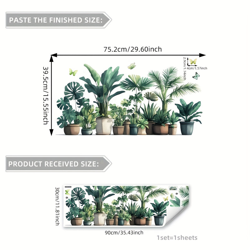 Calcomanía para Bañera de Vegetación Tropical y Mariposas - 30x90cm, Pegatina de Pared Botánica Vibrante para Decoración de Baño y Ducha, Decoraciones de Baño