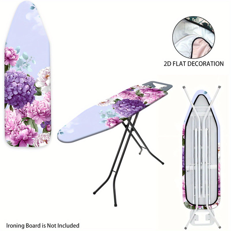 Fundas Lavables para Tabla de Planchar con Diseño Floral - Sin Necesidad de Tabla, Ajusta a la Mayoría de las Mesas Estándar, Decoración para Lavandería en Rosa, Blanco y Verde - Accesorio Fácil de Instalar, Material Easyclean, 2D Plano