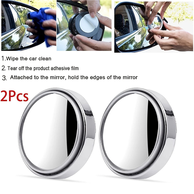 2 piezas Espejo Retrovisor de Coche Redondo de Alta Definición 360 grados, Espejo Ajustable para Puntos Ciegos de Ángulo Amplio, Aumenta la Seguridad del Niño en el Auto