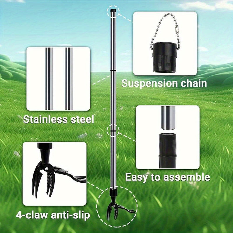 Herramienta manual para eliminar malezas de acero inoxidable - Mango ergonómico, diseño sin doblar para una eficiente eliminación de raíces, herramienta duradera para jardinería y cuidado de césped con construcción sólida, cortadora de malezas, mantenimi