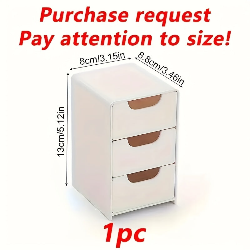 Organizador de escritorio mini - Caja de almacenamiento plástica liviana con cajones para cosméticos, maquillaje y artículos de oficina, organizador de mostrador, accesorio moderno para escritorio, caja plástica duradera, organizador de cajones