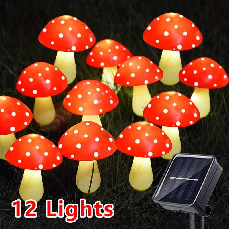 Luces solares de hongos para exteriores, 8 modos de iluminación decorativa para jardín, diseño de lunares rojos y blancos, luces LED para patio, pasillos, decoración de bodas, fiestas y días festivos, luces para jardín