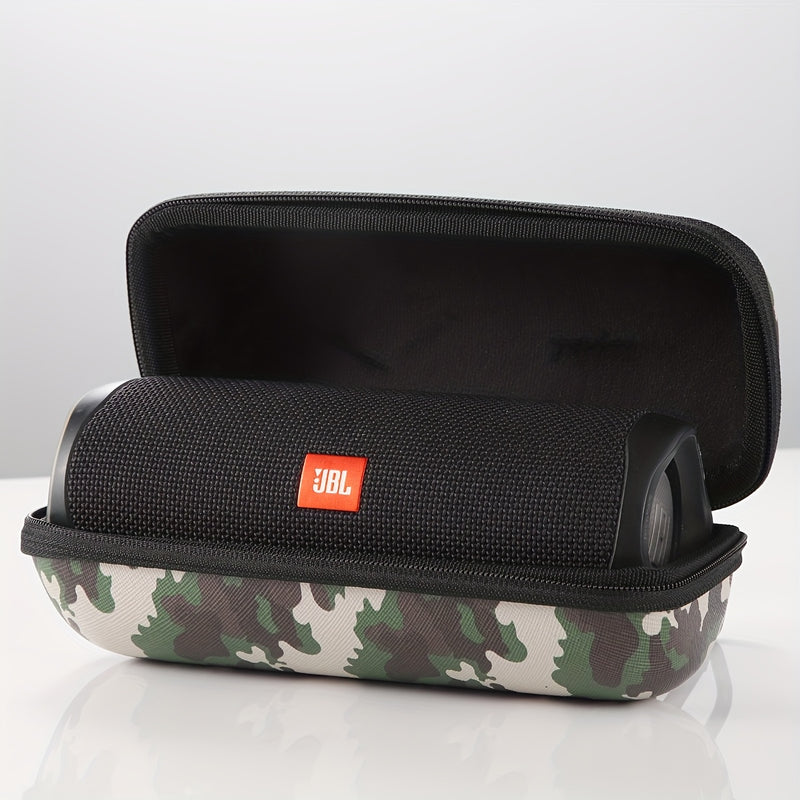 Estuche para altavoz Flip 3/4/5/6, resistente al agua, de EVA, portátil, con cierre de cremallera seguro y asa, imitación cuero, fácil de limpiar, negro (solo estuche)