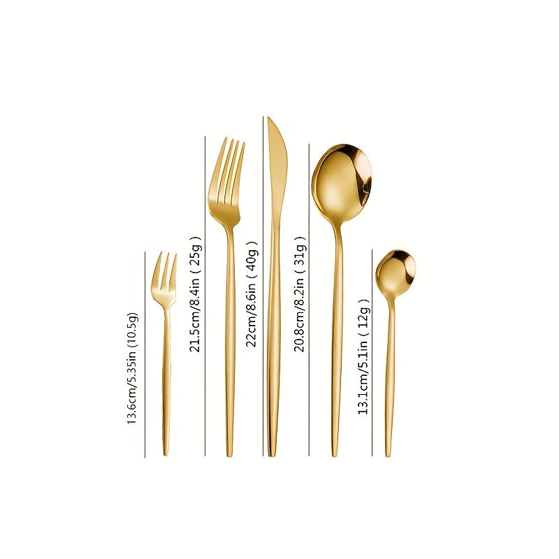 Juego de cubiertos de acero inoxidable, 30 piezas - Tenedores, cucharas y cucharitas para postres, ideal para hogar y restaurante