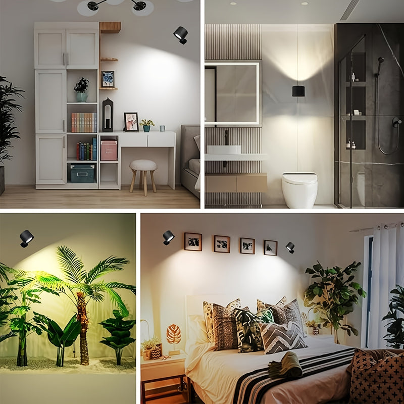 Lámparas de pared LED HBOWMDJIA, lámparas montadas en la pared con batería recargable, 3 niveles de brillo, carga extraíble, rotación de 360°, bola magnética, luz de pared inalámbrica para leer, estudiar, dormitorio, pasillo, luz LED.