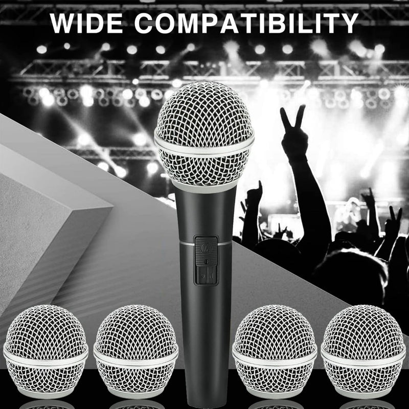 Reemplazo de Cabeza de Micrófono NEWKS, Cabezales de Reemplazo de Malla de Acero para Shure SM58 (2pcs), Plateado