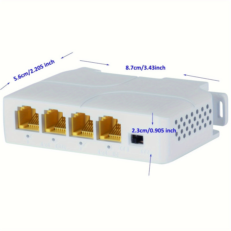 Unidad, Repetidor PoE de 4 puertos a 1000Mbps, Extensor de red compacto, 8.7 x 5.6 x 2.3cm, para una mejor transmisión de datos, Control ON/OFF, Mejorador de conectividad de alta velocidad