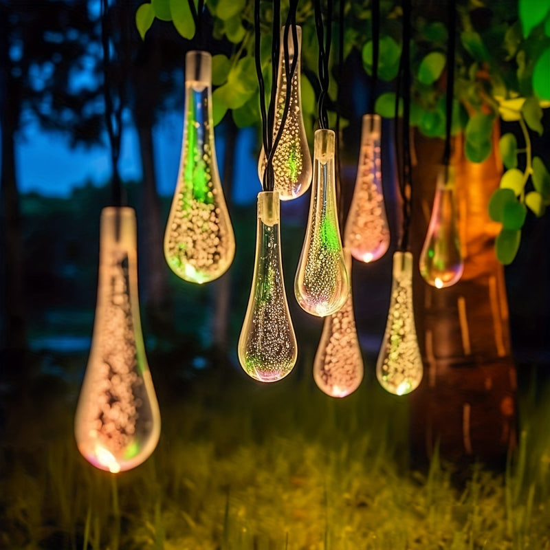 Tira de luces LED solar de 5 metros con 20 luces, burbujas de agua, 8 modos, decoración festiva para Navidad, bodas y actividades en courtyard, 1 tira, 5 metros 20 luces