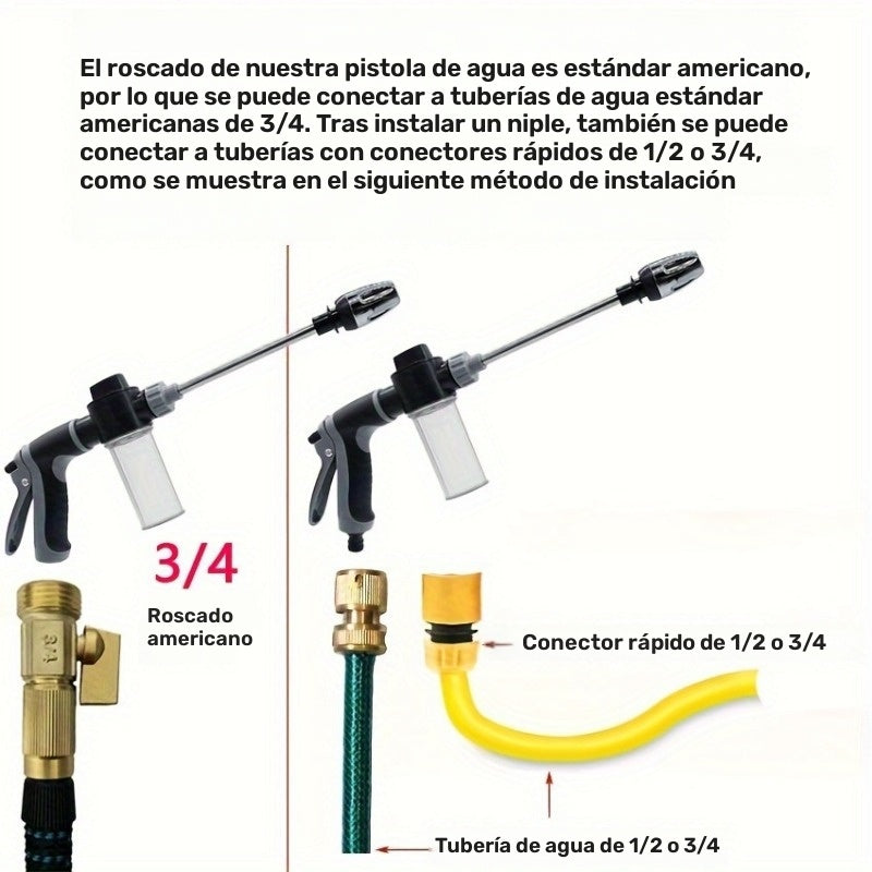 Lavadora de alta presión Lightning | Pistola de agua portátil, fuerza de pulverización 2x más fuerte, fácil de usar para mujeres/ancianos, mango antideslizante, ideal para lavado de autos y riego de plantas, herramienta de riego de plantas | Mango ergonó