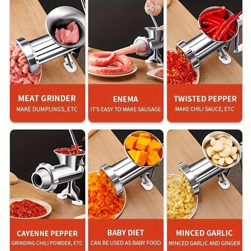 Máquina de picadora de carne para hogar comercial, metal, manual rotativa, sin carga, sin batería, para uso en cocina, equipo de procesamiento de alimentos profesional, picadora de carne para cocina.