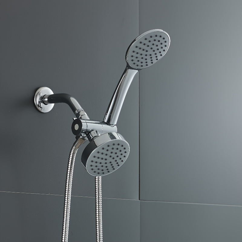 Juego de Ducha de Alta Presión 2 en 1 de Lujo - Manual y Fijo, Plástico ABS, Manguera Larga, Divertidor de 3 Vías, Montado en la Pared, Redondo, Aspecto Sin Acabar - Disfruta de una Experiencia de Baño de Lujo