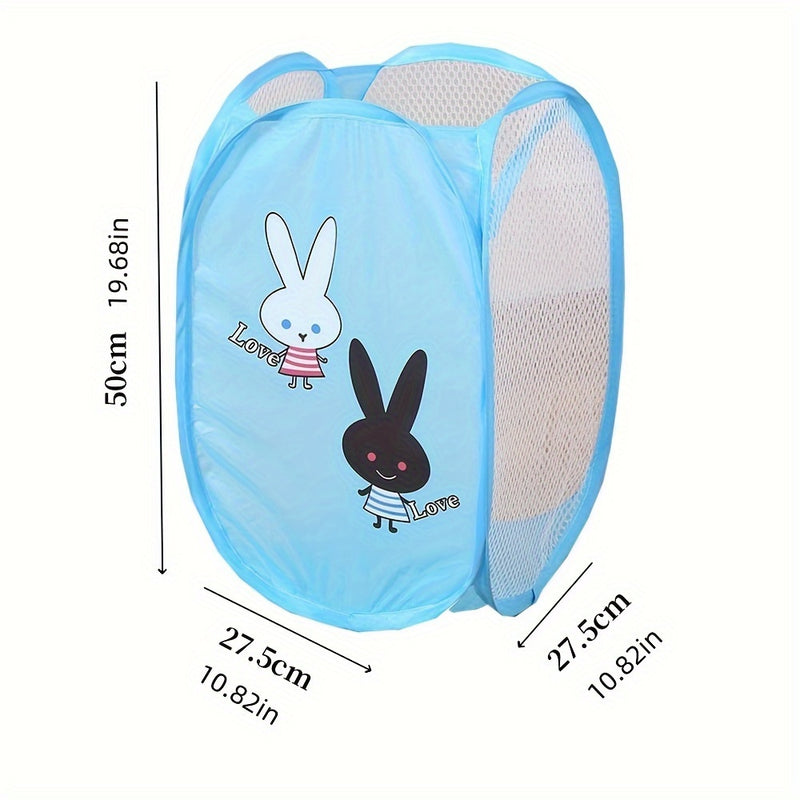 1 pieza de cesta de lavandería plegable de dibujos animados, cesto de nailon informal con asas, bolsa de almacenamiento de juguetes plegable, organizador rectangular para lavadero