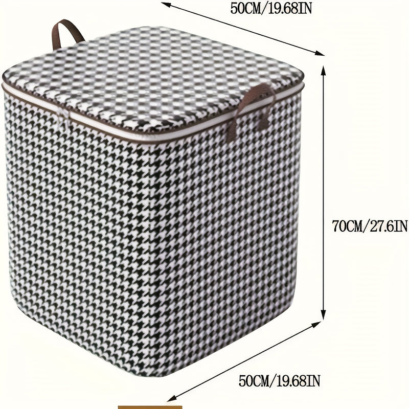 4 piezas de cajas de almacenamiento extra grandes de 47.55 galones, diseño houndstooth, tela gruesa, con cremallera doble y asas para fácil transporte, ideales para ropa, edredones y organización de artículos de temporada, perfectas para el hogar, mudanz