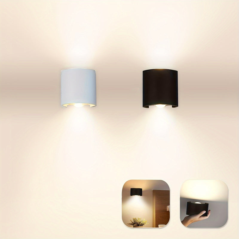 Lámpara de pared LED PIBAOGU 2W, luz moderna hacia arriba y abajo, carcasa de ABS, aplique para interior/exterior, ideal para dormitorio, baño, porche, pasillo, sala de estar, escaleras - cableado directo, 85V-265V