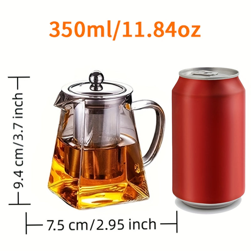Juego de Tetera de Vidrio con Infusor de 1 pieza de 350/550/750 ml Resistente al Calor y Engrosada para Preparar y Infundir Té Doble Uso
