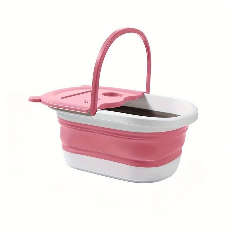 Bañera Plegable de Spa para 1 Persona con Masajeador Incorporado - Sin Necesidad de Electricidad, Piscina Portátil con Tapa Acolchada Suave, para Hogar, Viajes o Salón - Naranja/Beige o Rosa/Gris, Construcción en Plástico No Tóxico, Almacenamiento Compac