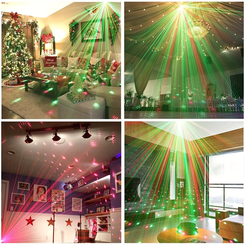 Proyector de disco azul mini MSLITELY con luces láser parpadeantes controladas por voz, cable de alimentación USB de 3,28 pies - Ideal para fiestas de cumpleaños, bodas, bares, KTVs, reuniones familiares, Halloween, Navidad (sin control remoto incluido),