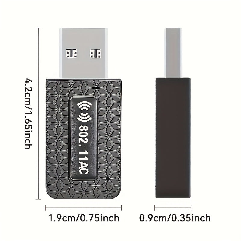 Adaptador WiFi de computadora de escritorio con velocidad de 1300Mbps, doble banda 2.4GHz y 5.8GHz, antena de alta ganancia, modo de alimentación USB, compatible con Windows 7/8/8.1/10/11, sin batería incluida