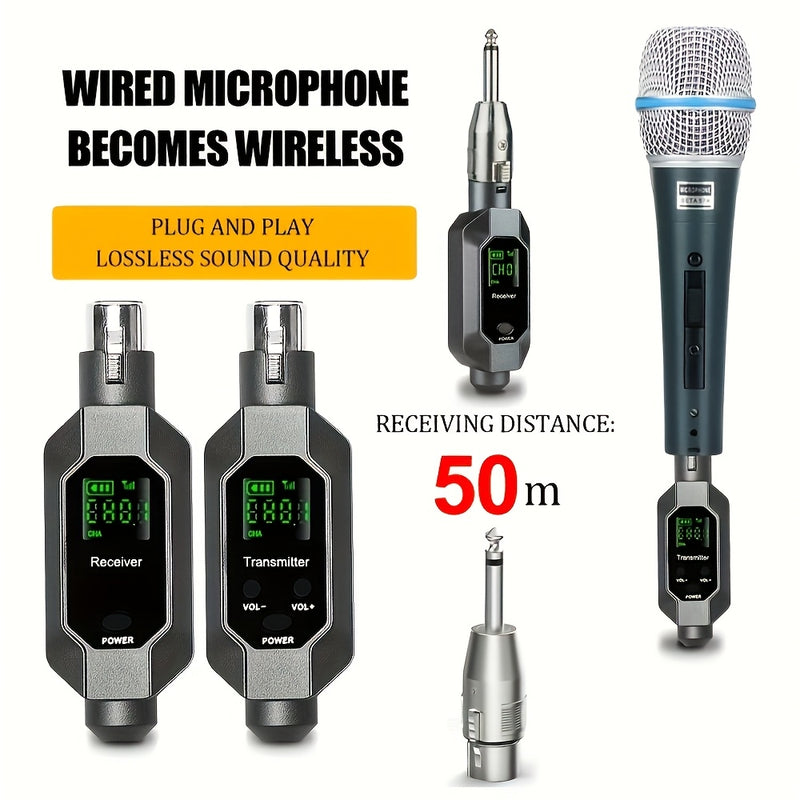 Sistema de MIDI inalámbrico XLR de dos puntos con un solo clic y un solo punto con carga recargable, adecuado para mezcladores, guitarras, bajos, etc. Instrumentos, canto, fiestas, etc. Transmisión inalámbrica de sonido, amplificador de sonido, gran volu