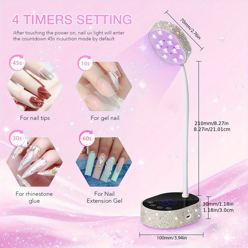 Linterna LED Recargable para Uñas, Secador de Gel Portátil Sin Cables con Batería y Giratorio 360°