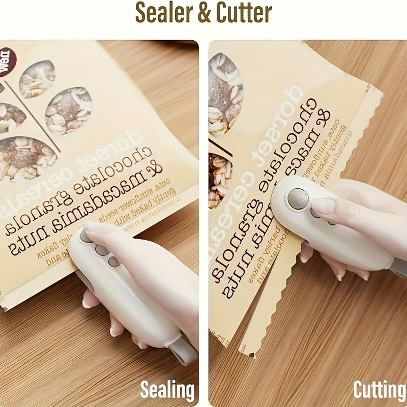 Mini sellador de snacks USB recargable - Sellador de bolsas de plástico manual con diseño de oso lindo, ideal para frutas, snacks y bolsillos, solución portátil de almacenamiento de alimentos, solución de almacenamiento de alimentos | Diseño de oso lindo