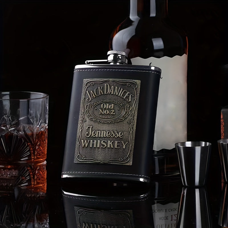 1 pieza de petaca cuadrada de 8 oz en cuero sintético - Petaca de acero inoxidable con grabado original de Tennessee, regalo novedoso perfecto para padrino de boda o familia, petaca portátil para licores