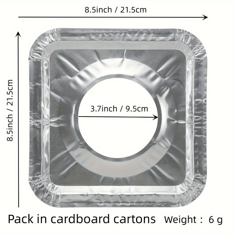 50pcs Cubiertas Desechables de Aluminio para Quemadores de Estufa de Gas, Cuadradas de 21.59cm, Resistentes al Calor - Almohadillas de Protección Gruesas para Cocina, Ideales para Uso Doméstico y Necesidades de Cocina, Protectores para la Parte Superior