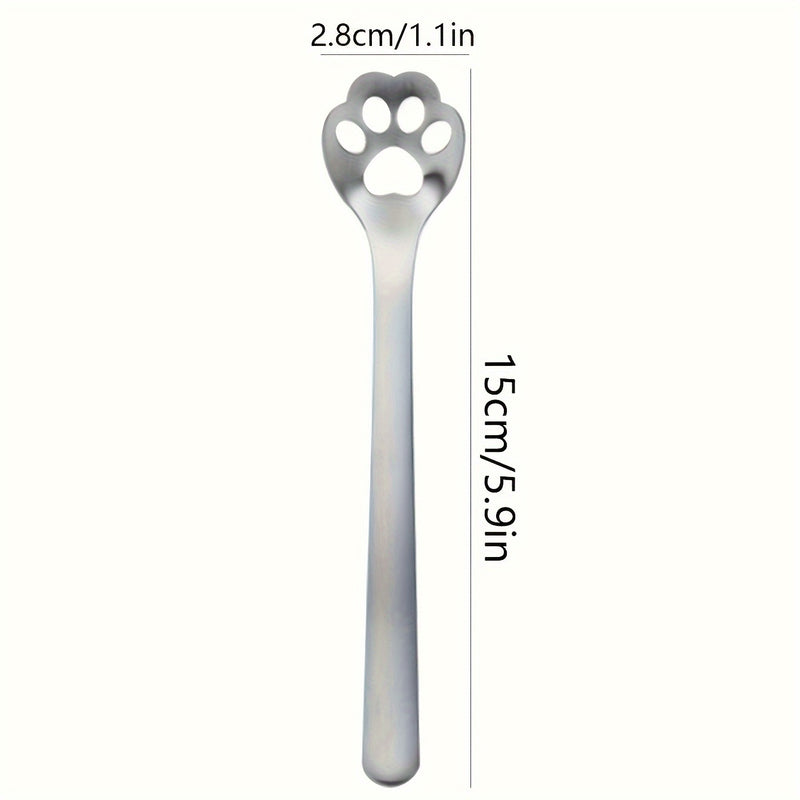 1 cuchara de garra de gato, cuchara para beber, cuchara pequeña para café, cuchara de postre de acero, cuchara con mango, cuchara para yogur, espumadera, cuchara ranurada, colador de regalo para bebés de hielo, cuchara de dibujos animados de acero inoxid