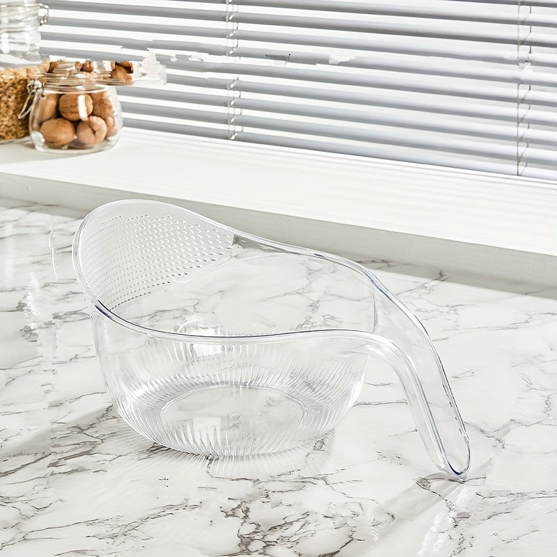 1pc Colador de Cocina PET Duradero con Asa - Ideal para Lavar Arroz, Frutas y Verduras | Cesta de Drenaje No Eléctrica y Segura para Alimentos para un Filtrado Eficiente del Agua
