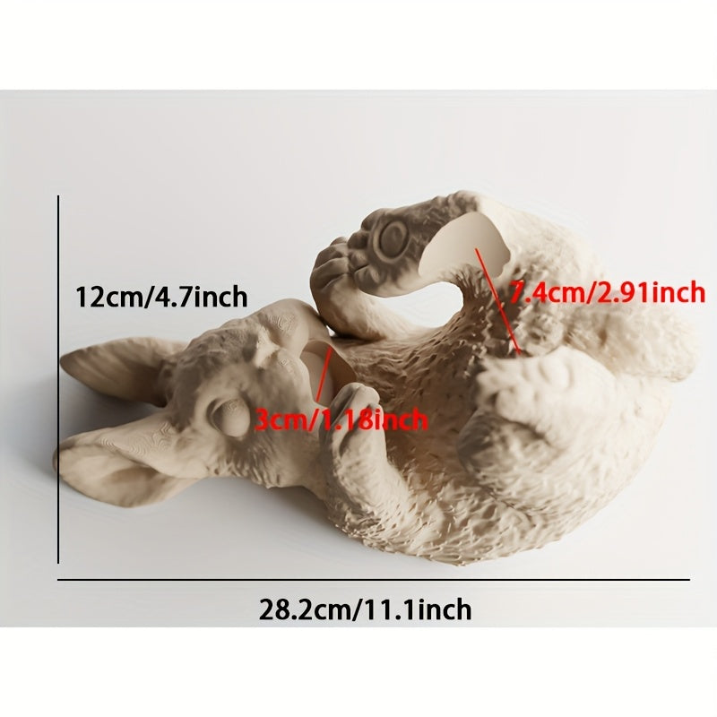 Soporte de botella de vino con forma de conejo 3D impreso, creativo, con forma de conejo de peluche lindo, decoración divertida para el hogar, ajuste estándar de botella, regalo divertido para amantes del vino.