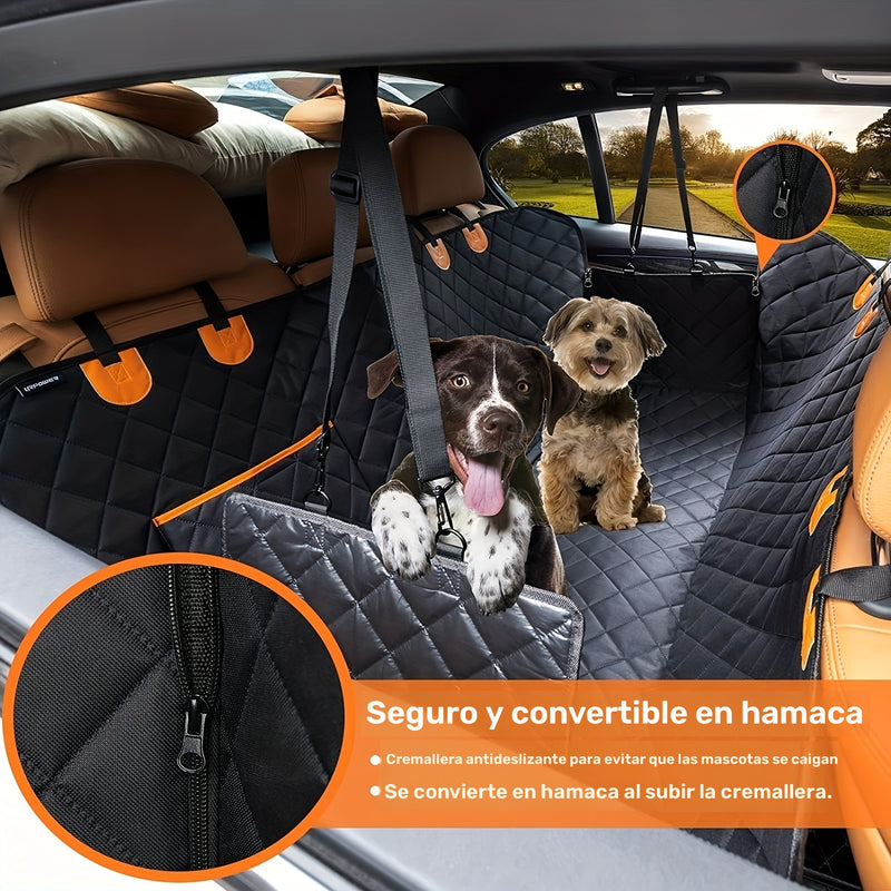 Fundas para Asientos de Perro Impermeables 600D - Hamaca Antideslizante y Resistente a Arañazos con Poliéster Suave, Ajuste Universal para Autos, Camionetas y SUVs, Protección para el Asiento Trasero