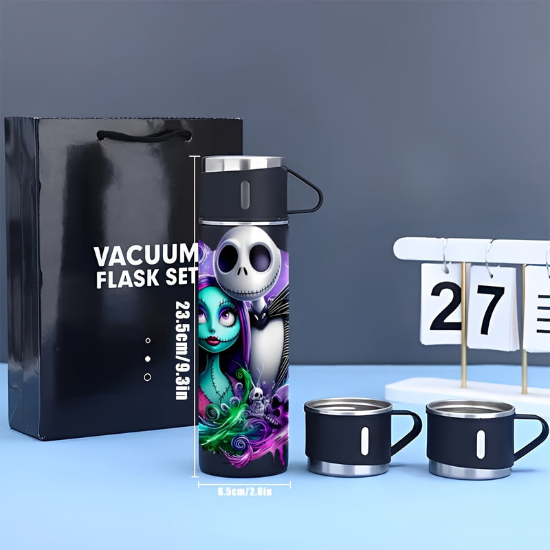 Juego de TAZAS AISLADAS DE ACERO INOXIDABLE de 17 oz Disney La Noche del Terror Antes de Navidad - A prueba de fugas, sudor y salpicaduras, termo para bebidas frías y calientes, ideal para exteriores, escuela y oficina. LHB03211