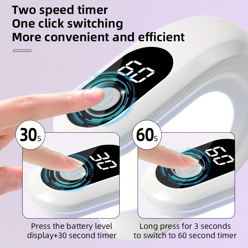 Linterna Portátil para Uñas con Pantalla LCD Digital, Endurecedor de Gel USB que Seca en 3 Segundos, Lámpara Compacta para Hogar y Salón - /Blanco - Compatible con Acrílico, Gels LED, Equipo de Pedicura, Tecnología Inteligente, Ideal para Aficionados a l
