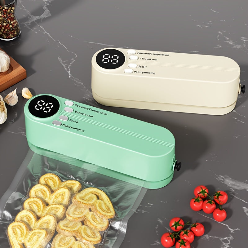Sellador de vacío recargable por USB, batería de 1200 mAh, sellador de vacío multifuncional para el hogar y el exterior, inflable, diseño que ahorra espacio, adecuado para la frescura de los alimentos, snacks, carne, frutas, verduras - Voltaje de funcion