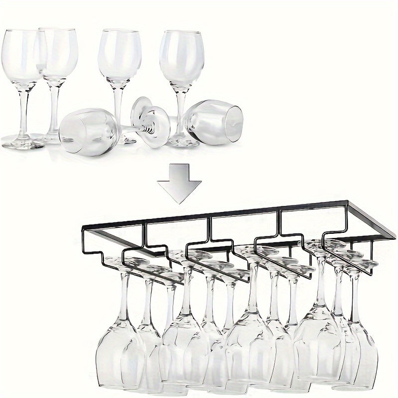 1 soporte para copas, organizador de copas de vino para montar en la pared, soporte para copas debajo del gabinete, ideal para gabinete, cocina, bar y restaurante, organizadores y almacenamiento de cocina, accesorios de cocina