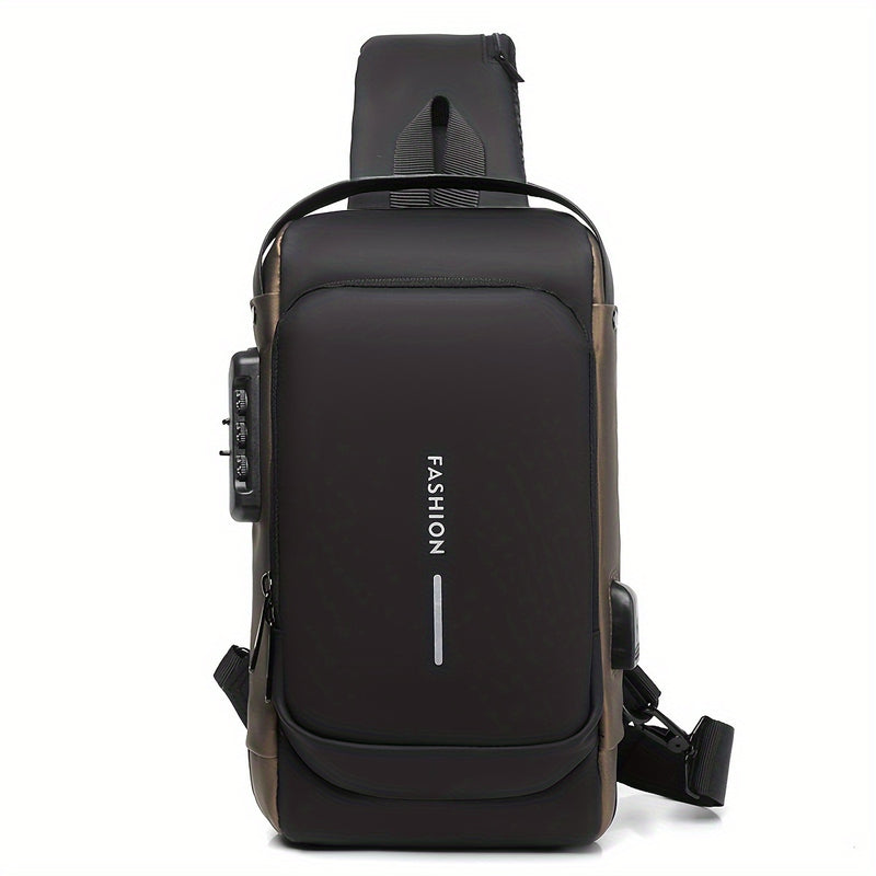 Bolso Antirrobo para Hombres con Puerto de Carga USB - Bandolera Elegante para Motocicleta y Deportes de Ocio, Tela Oxford Duradera, Correa de Hombro Ajustable, Compartimentos con Doble Cremallera