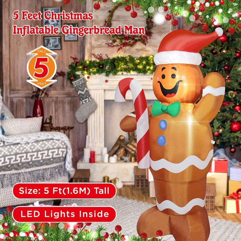 WAYDEKO Pan de jengibre inflable para hombre y perro salchicha de Navidad - Decoración navideña con luz, ventilador incorporado, estacas y cuerdas, perfecta para decoración de hogar y fiesta, pan de jengibre festivo para hombre y perro salchicha
