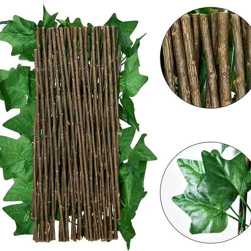 Cerca de privacidad extensible con hojas artificiales de sandía, pantalla ajustable para jardín exterior, pared duradera de seto plástico verde para patio, balcón o alberca, protección solar, barrera contra el viento y pantalla decorativa, cerca decorati